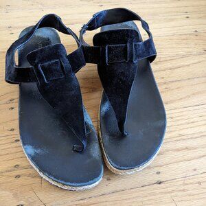 Vince "Flint" Jute and Leather Thong Sandals - Womens 8.5